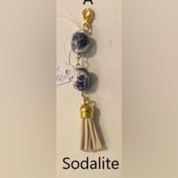 NEW Sodalite crystal Keychain or Purse charm - Picture 1 of 5